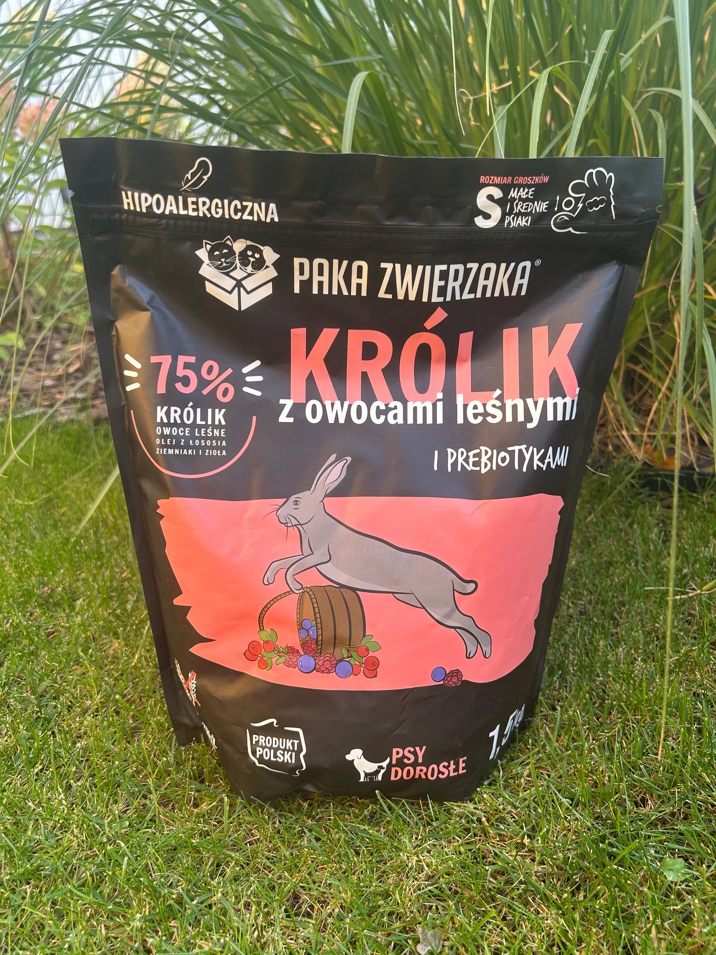 Karma sucha Królik z owocami leśnymi "S" 1,5kg