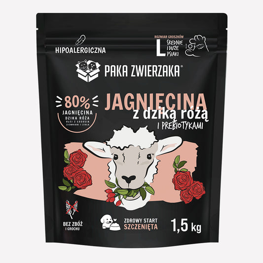 Karma sucha Jagnięcina i dzika róża"L" Junior 1,5 kg