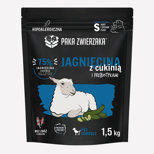 Karma sucha Jagnięcina z cukinią "S" 1,5kg - EXP 27.02.2026